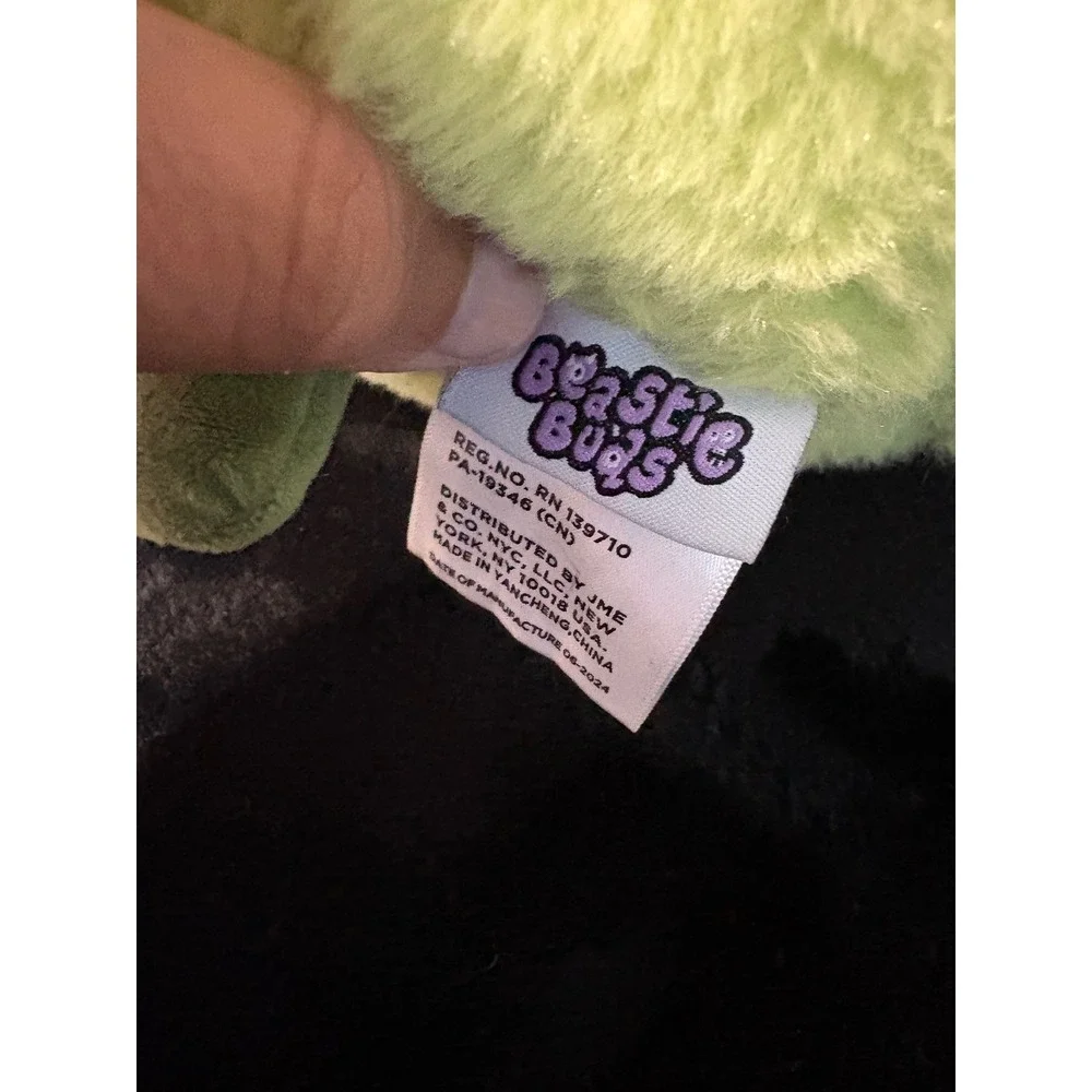 Beastie Buds Lime Green Alien Monster Plush Round Fuzzy Stuffed Toy JME & Co